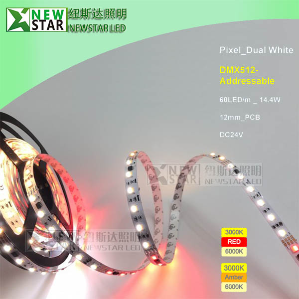 DMX512 CCT adjustable dual white wwa led strips-3
